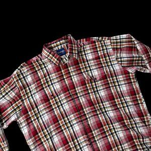 Wrangler XXL Western Pearl Snap Plaid Shirt Red White Yellow Cotton Mens Classic
